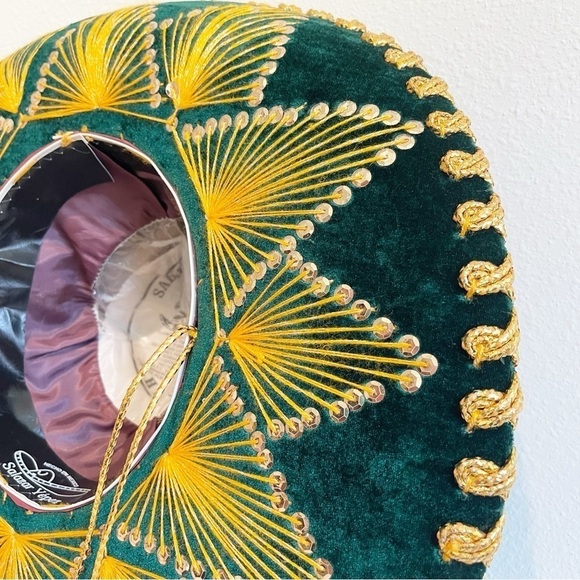 Salazar Yepez Mariachi Mexican Sombrero Green Gold Sequins - Picture 10 of 11